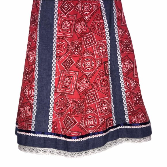 Vintage Reversible Western Denim Paisley Skirt M - Picture 3 of 12